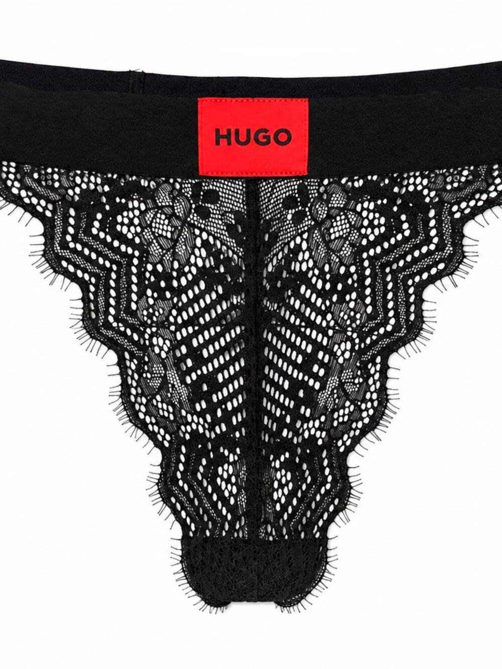 Hugo Boss Women's "String RL Lace" Black Logo String Panties US S IT 40